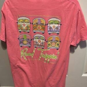 Road Trippin' VW Bus Graphic Tee - Coral Pink